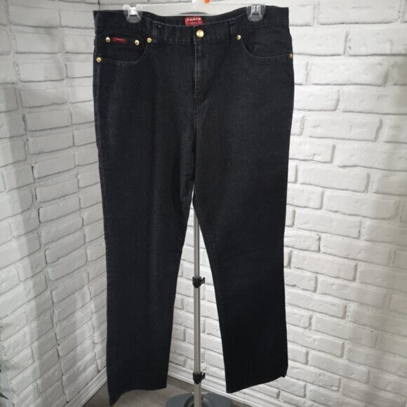 Chaps Denim Ladies Size 10 Straight Leg Black Jeans - Picture 1 of 8